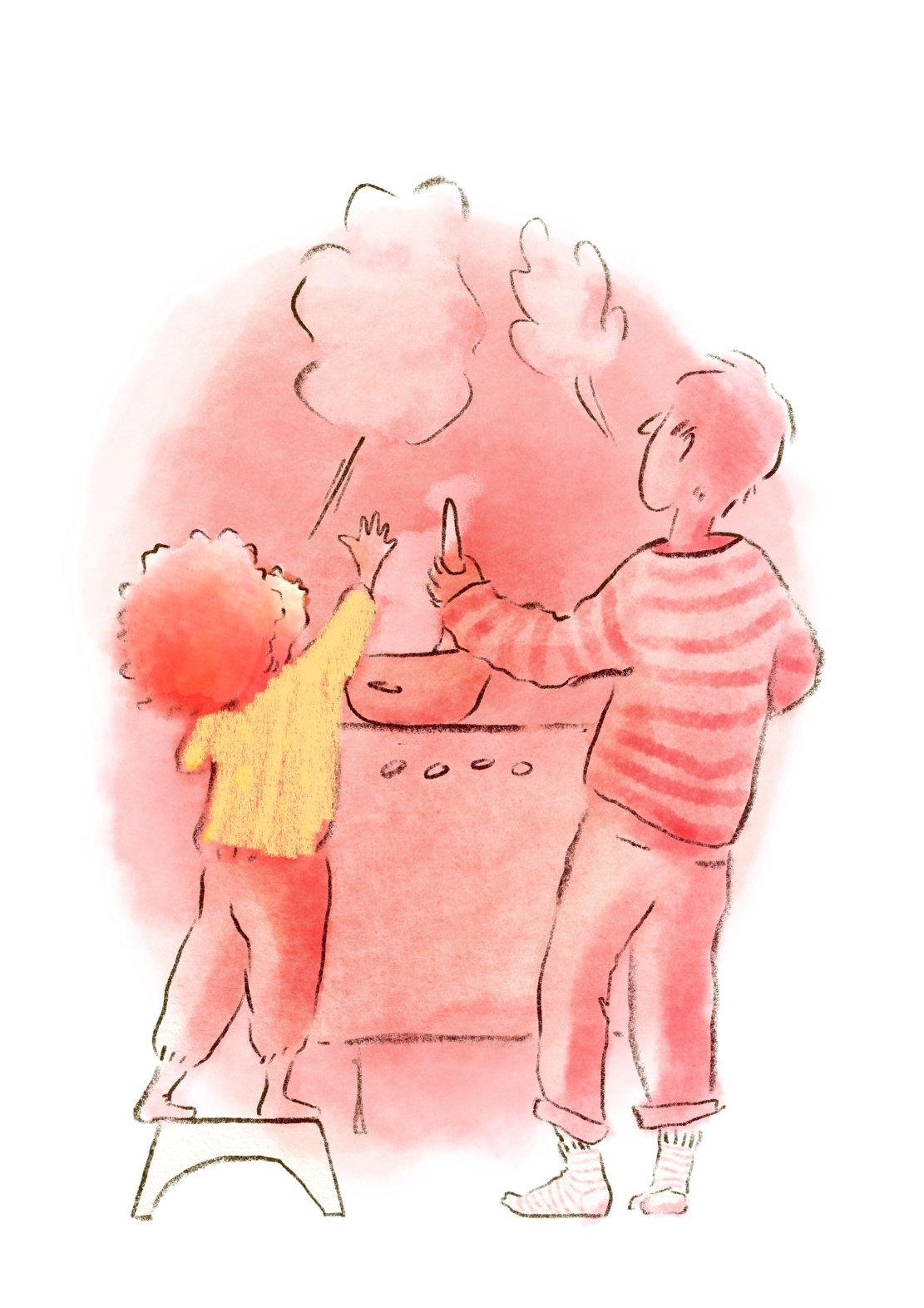 Vuxen och barn gör ett klimatvänligt uppdrag i Isbjörnsklubben genom att laga växtbaserad mat tillsammans.